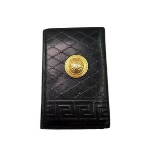 Versace Black Leather‎ Wallet Medusa Coin Logo Greek